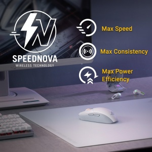 ASUS ROG Strix Impact III Wireless Gaming Mouse Alb (ROG AimPoint Optical Sensor, ROG SpeedNova Wireless, Bluetooth, Durata lunga de viata a bateriei, ROG Omni Receiver: Tastatura si mouse cu Dongle, Alb) - Img 5
