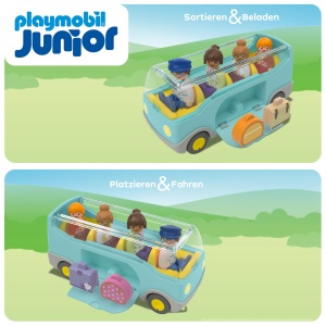 Autobuz de calatorie PLAYMOBIL JUNIOR, 9 piese, din plastic biobazat - Img 6