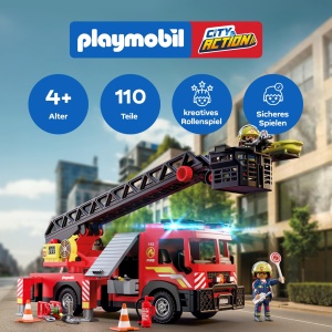 Autoutilitara de Pompieri PLAYMOBIL 72192 cu Scala Extensibila de 63 cm, Lumini si Sunete - Img 2