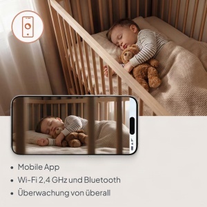 Babyphone cu camera Lionelo Babyline Smart 2.0, 1080p Full HD, Wi-Fi, cu senzor de temperatura - Img 2