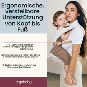 Babytrage Ergobaby Alta cu Hipsitz, pentru bebelusi 4-48 luni, material SoftFlex Mesh - Img 3