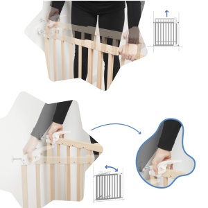 Badabulle Deco Pop, poarta extensibila din lemn pentru bebelusi | Latime de 63 pana la 106 cm | Grile sub presiune sau cu surub pentru usi pentru copii si porti de scari - Img 6