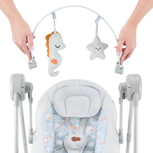 Balansoar electric Kinderkraft SWINGEE, 5 viteze, 8 melodii, gri - Img 7