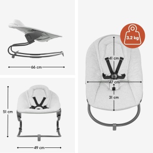 Balansoar pentru bebelusi hauck Alpha Bouncer Premium, Gri deschis, 2 in 1 - Img 3