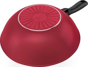 BALLARINI Caprera Wok, 28 cm, aluminiu, rezistent la inductie, acoperire ceramica antiaderenta, Made in Italy, rosu - Img 2