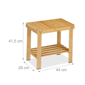 Bancheta din bambus Relaxdays, H41.5 x L44 x l28 cm, cu spatiu de depozitare - Img 4