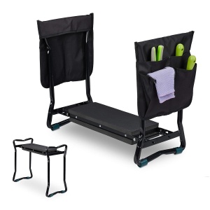 Bancuta de Gradina Relaxdays, pliabila, 150kg, 50x60x27,5cm, neagra