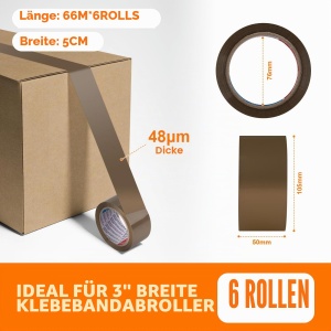 Banda adeziva GRIFEMA GA4004-6, 6 role, 66m x 50mm, maro, silentioasa - Img 2
