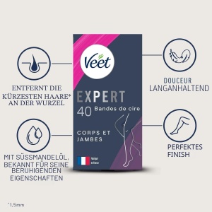 Banda depilatoare Veet Expert - 40 benzi pentru corp si picioare, pentru piele normala - Img 2
