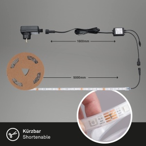 Banda LED Briloner Leuchten 5m RGB, dimabila, IP44, pentru exterior - Img 5