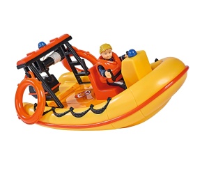 Barca de salvare Simba 109251047 cu figurina Penny, mecanism de cablu, 20cm, galben-portocalie