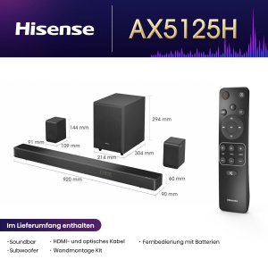 Barra de sunet Hisense AX5125H, 500W, 5.1.2 canale, negru - Img 3