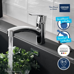 Baterie bucatarie GROHE Start 1012400000 2 tipuri de jet economisire apa montaj rapid crom - Img 3