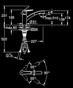 Baterie bucatarie GROHE Start 303072431 negru mat brat extensibil economisire apa - Img 10