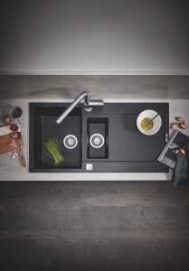 Baterie de bucatarie GROHE Minta, cu dus retractabil, SuperSteel - Img 4