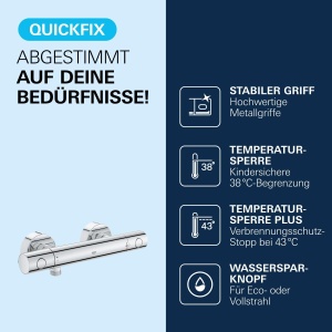Baterie de dus GROHE Precision Get, crom, cu tehnologie de economisire a apei - Img 5
