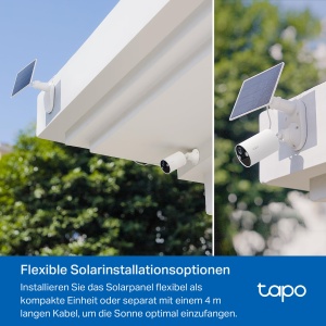 Baterie de exterior pentru camera de securitate solara Tapo C410 KIT, 2K 3MP, Viziune nocturna color, Memorie MicroSD, Baterie nedetasabila de 6400 mAh, Audio bidirectional, Detectarea persoanelor, Alexa si Google Assistant, 2.4GHz - Img 4