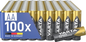 Baterii Alkaline VARTA AA, 100 bucati, 1.5V, putere ridicata