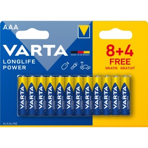 Baterii Alkaline VARTA Longlife Power AAA, 12 bucati, 1.5V, Made in Germany - Img 2