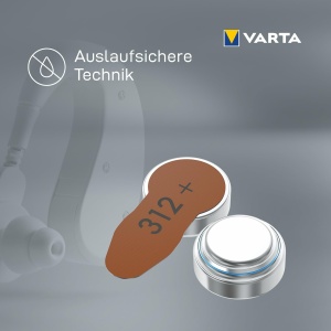 Baterii pentru aparate auditive VARTA 312, 60 buc, 1,45 V, durabilitate 4 ani - Img 7
