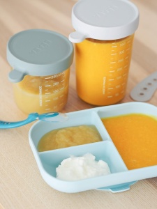 Beaba 913455 Set Farfurie cu Ventuza si Lingurita Albastru Silicon - Img 6