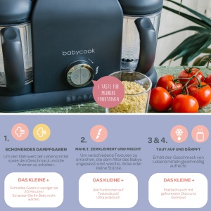 Beaba Babycook Duo Robot de bucatarie Blender 4 in 1 Rapid Steam 15 min Diversificare Alimente Oale mici Baby House XXL Continut 2200 ml Gri inchis, 912952, Gri inchis - Img 3
