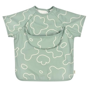 BEABA, Baveta pentru bebelusi, Salopeta pentru bebelusi, Baveta pentru mama, Impermeabila, Salopeta elastica, Salopeta cu maneca lunga, Maneci detasabile, Geanta de prindere, Usor de curatat, Evoluabil, Verde salvie - Img 2