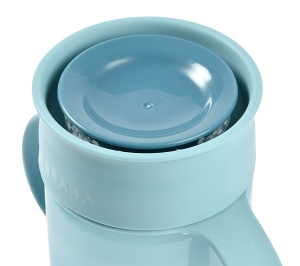 BEABA, cana de invatare 360deg cu disc anti-picurare, sistem anti-scurgeri patentat, de la 12 luni, manere detasabile, cu capac igienic, solid si usor, 340 ml, albastru - Img 2