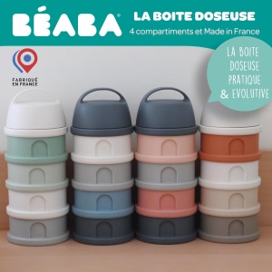 BEABA, Cutii de dozare lapte praf stivuibile, 100% etanse, 4 compartimente, capacitate mare, pot fi folosite si ca cutii de gustari, transparente - Img 3