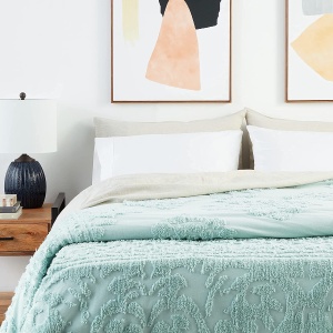 Beatrice Home Fashions Medalion Chenille Tagesdecke, Blau, Full - Img 6