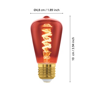 Bec LED decorativ dimmabil EGLO E27, design vintage, 4W, lumina calda, sticla cupru - Img 3