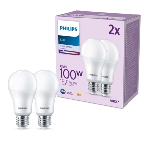 Bec LED Philips Classic E27, 100W, Lumina neutra, Set 2 bucati