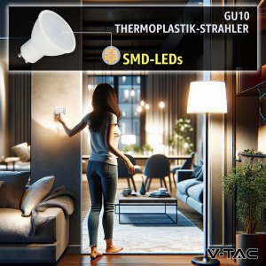 Bec LED V-TAC GU10, 4.5W (35W echivalent), 400 Lumen, 3000K Alb Cald, 10 Bucati - Img 5