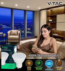 Bec LED V-TAC GU10 4,5W (35W echivalent) - 400 Lumen, 4000K, 10 bucati - Img 3