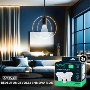 Bec LED V-TAC GU10, 4.5W, 400 Lumen, 3000K, 3 bucati - Img 4