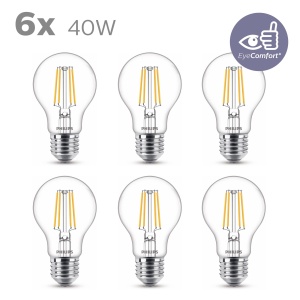 Becuri LED Philips Classic E27 Filament 40W Warm White Set 6 bucati - Img 2