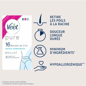 Benzi depilatoare Veet Pure pentru piele sensibila, 16 buc, hypoalergenice - Img 2