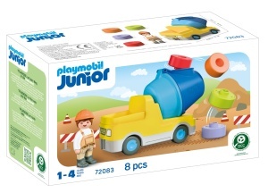 Betoniera PLAYMOBIL JUNIOR 72083 cu Tromela Detasabila si 4 Stekuri Colorate