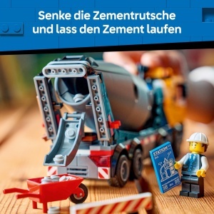 Betonmixer LEGO City 60478 - 371 piese, 3 minifiguri, dublu rol - Img 4