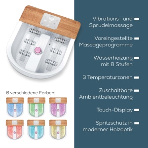 Beurer FB 65 Baie cu spuma pentru picioare wellness cu incalzire cu apa si iluminare comutabila, statie de pedichiura rotativa integrata, vibratii relaxate si masaj cu bule - Img 7