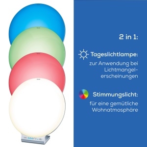 Beurer TL 100 Lampa de zi cu LED 2 in 1 si lumina ambientala, cu functie de schimbare a culorii, control convenabil al aplicatiei, 1 bucata (1 pachet), alb - Img 5