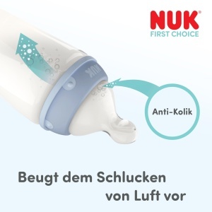 Biberon NUK First Choice cu tetina din silicon, anti-colici, 2 bucati - Img 3