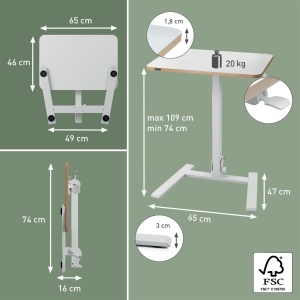 Birou pliabil si reglabil in inaltime Leitz Ergo, 65 x 46 cm, alb - Img 8
