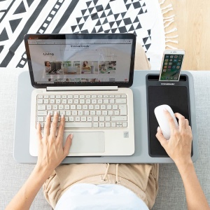 Birou portabil InnovaGoods DESKION cu perna XL, design ergonomic, negru - Img 7