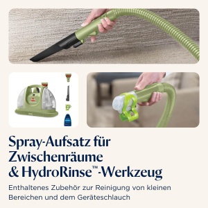 BISSELL Little Green, dispozitiv de curatare a tapiteriei, curatator de covoare pentru pete si murdarie de zi cu zi, aspirator de spalat, aspirator umed pentru covoare, tapiterie, masina si multe altele, motor puternic de 340 W, 4098N - Img 8