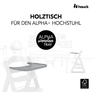 Blat din lemn hauck pentru scaun Alpha si Beta, culoare gri, FSC - Img 2