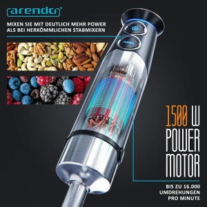 Blender Arendo MIRA 1500W cu 4 lame, 800 ml, accesorii inclusiv - Img 5