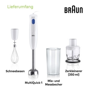 Blender Braun MultiQuick 1 MQ 10.202 M - 450 W, Alb, Set 3 accesorii - Img 8