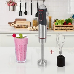 Blender de mana ProfiCook | Set 2 in 1 | Tel din otel inoxidabil | Ideal pentru smoothie-uri/cocktailuri/terci pentru bebelusi/smantana | cu multe accesorii | linistit | 1000 wati | Otel inoxidabil | PC-SMS 1226 - Img 6