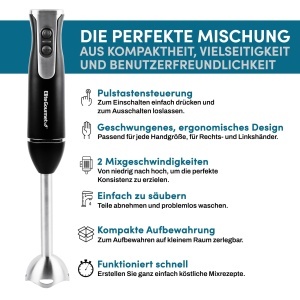 Blender Elite Gourmet EHB1015, 500 W, 2 viteze, inox, negru - Img 5